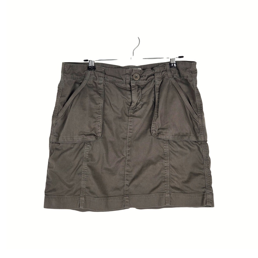 Vtg Old Navy Size 6‎ Green Brown Cargo Mini Skirt Cotton Casual Utility Y2K